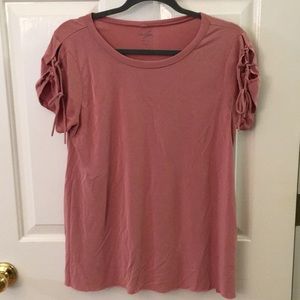 Pink top with lace up sleeve
